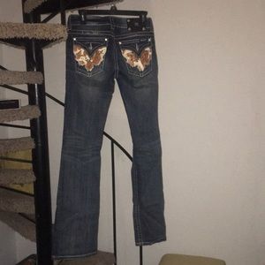 Miss Me boot cut jeans w/ cow print pockets